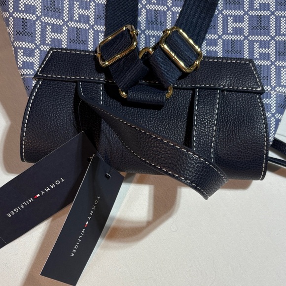 Tommy Hilfiger Backpack Andrea II Flap Faux Leather Blue & White NWT main image 9